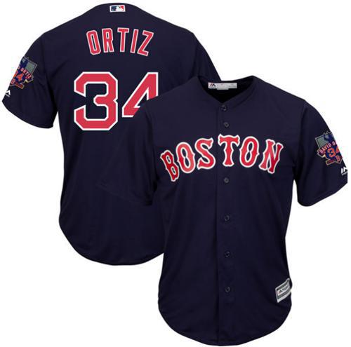 Red Sox #34 David Ortiz Navy Blue New Cool Base with Retirement Patch Stitched MLB Jersey